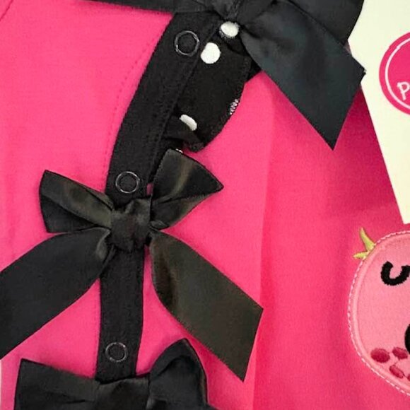 Baby Girl 9 month Sweet and Soft Paris Pink Black 2 Piece Pant Set - Picture 5 of 6